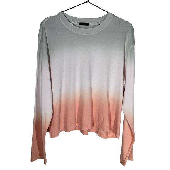 ATM Anthony Thomas‎ Melillo Ombre Boxy Long Sleeve Tee Gray White Orange Large - Picture 4 of 10